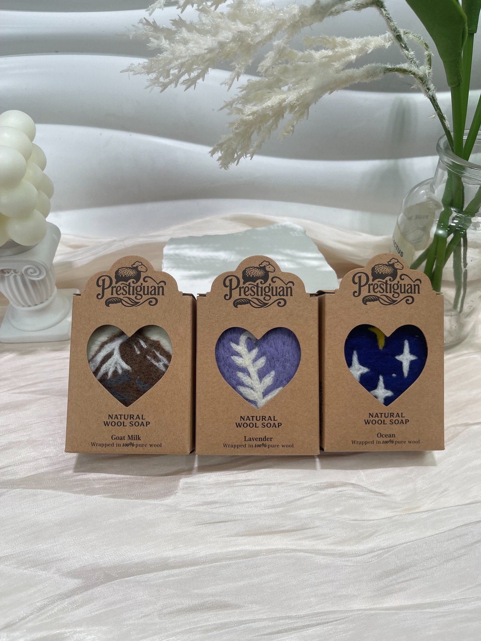 Natural wool soap — heart window collection