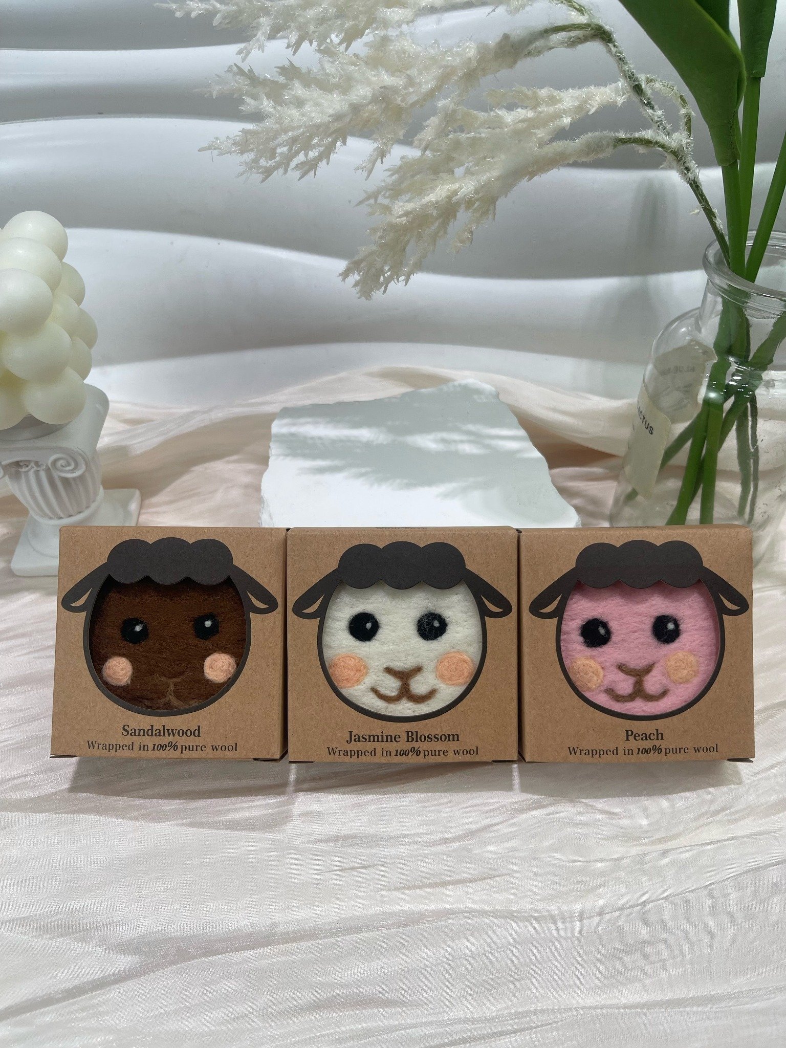 Sheep face series felted wool soap